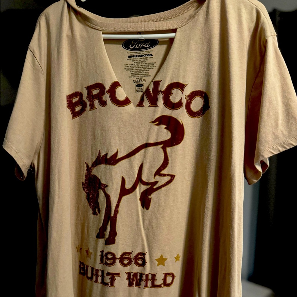Ford Bronco Tan T-Shirt with Red Graphic